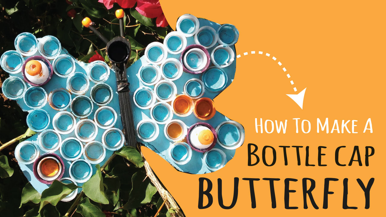 Plastic Bottle Cap Butterfly Art Kids Crafts by Three Sisters Free