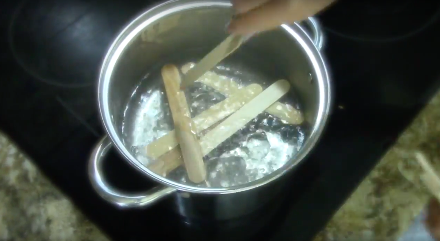 boil popsicle sticks to make bracelets